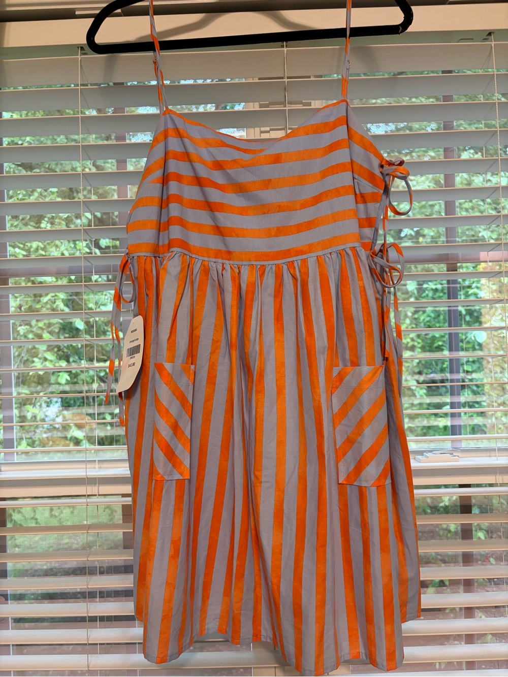 Coastal Beach Striped Orange & White Sundress - Lightweight Summer Dress